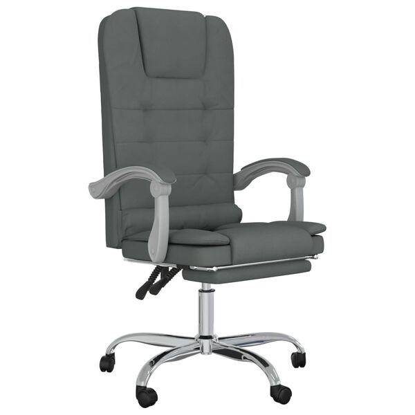 vidaXL Massage Office Chair Dark Grey Polyester Adjustable