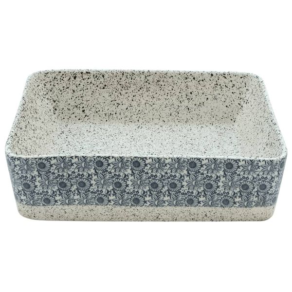 vidaXL Countertop Basin Grey and Blue Rectangular 18.1x14.0x5.1" Ceramic