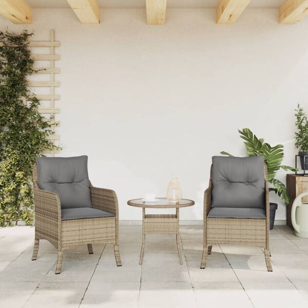 vidaXL Garden Chair Set of 2 Mix Beige