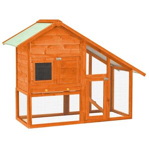vidaXL Rabbit Hutch Brown Solid firwood, plywood, steel wire, polyester