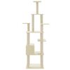 vidaXL Cat Tree Cream Engineered wood, plush, sisal Large Cat Tree