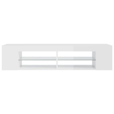 vidaXL TV Stand with LED Lights High Gloss White 53.1"x15.4"x11.8"