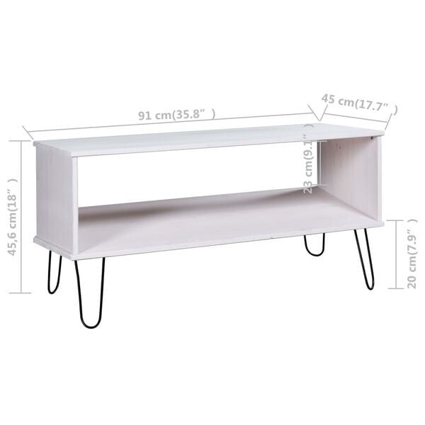 vidaXL Coffee Table White Solid pine wood, metal Medium Durable