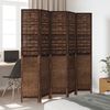 vidaXL Room Divider 5 Panels Dark Brown Solid Wood Paulownia
