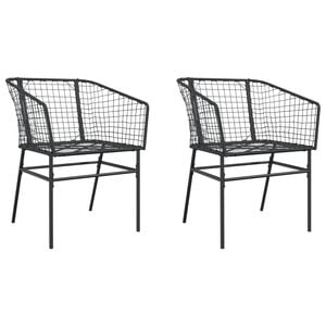 vidaXL Garden Chair Black PE Rattan, Powder-Coated Steel Durable