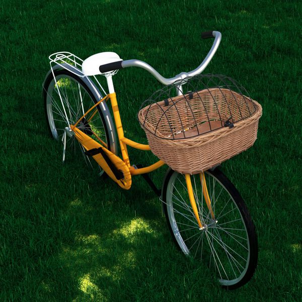 vidaXL Bike Front Basket with Cover 19.7"x17.7"x13.8" Natural Willow