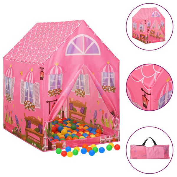 vidaXL Play Tent Pink 170T polyester, PVC, PE 40.9 in Foldable