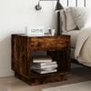 vidaXL Bedside Table Smoked Oak Engineered wood, Glass Medium