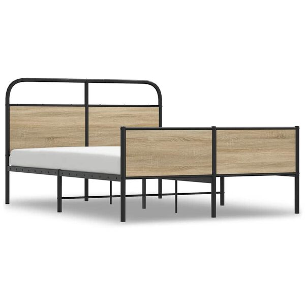 vidaXL Bed Frame Sonoma oak Steel Full Durable Bed Frame Rectangular