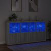vidaXL Sideboard with LED Lights Gray Sonoma 79.5"x14.6"x39.4"