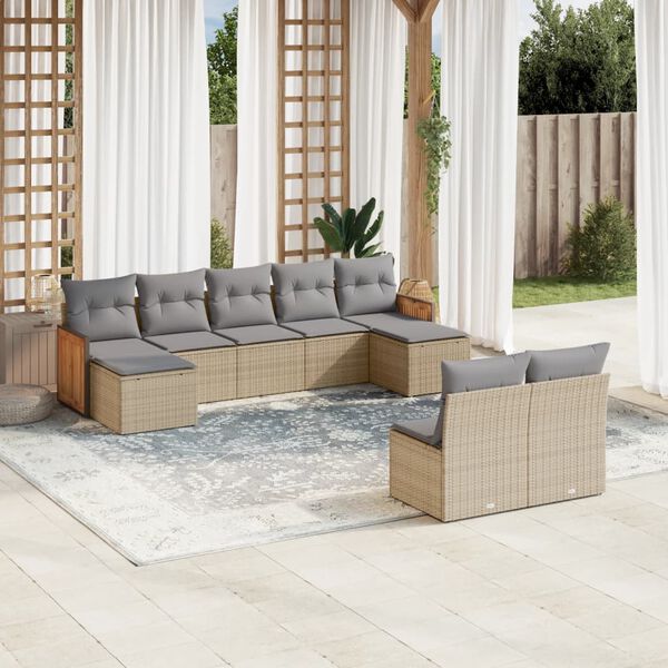 vidaXL Garden Sofa Set Beige, Light Grey