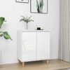 vidaXL Sideboard&Solid Wood Legs High Gloss White 23.6"x13.8"x27.6" Engineered Wood