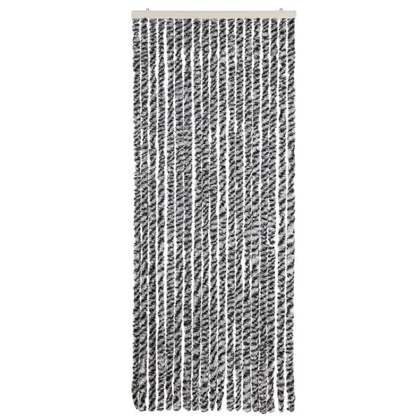 vidaXL Fly Curtain Grey and Black and White 22.0x72.8" Chenille