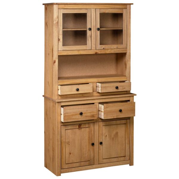 vidaXL Highboard Natural Solid pine wood Medium Highboard Rectangular