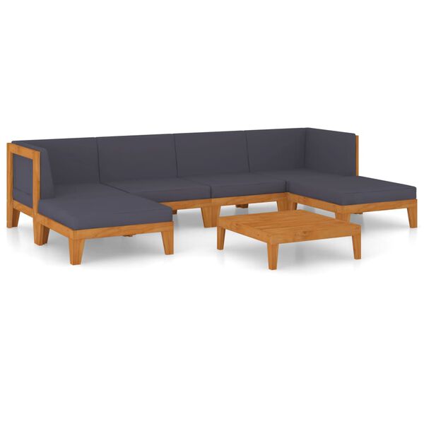 vidaXL Garden Lounge Set Dark grey Solid acacia wood, 100% polyester