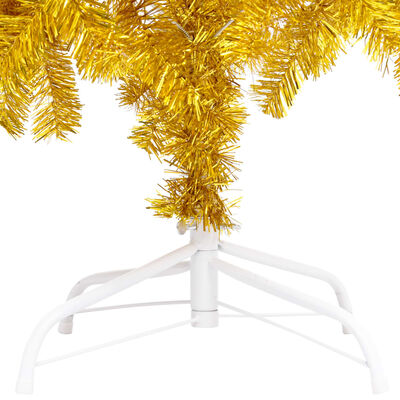 vidaXL Artificial Christmas Tree with LEDs&Stand Gold 82.7" PET