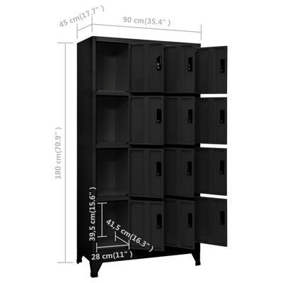 vidaXL Locker Cabinet Black 35.4"x17.7"x70.9" Steel