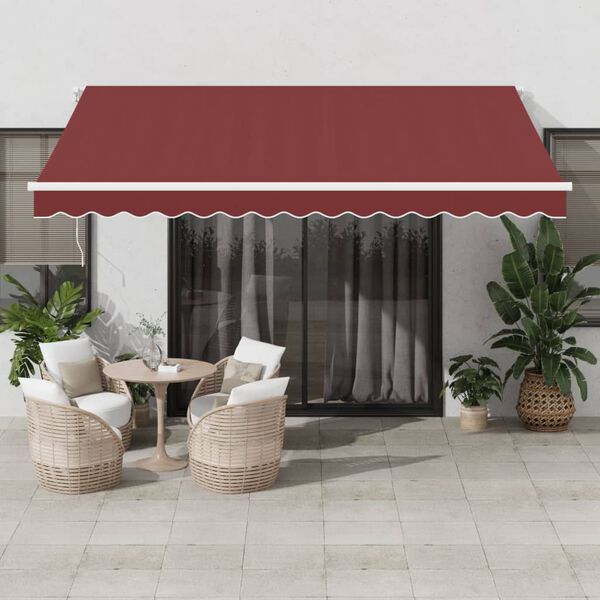 vidaXL Manual Retractable Awning Burgundy 157.5x118.1"
