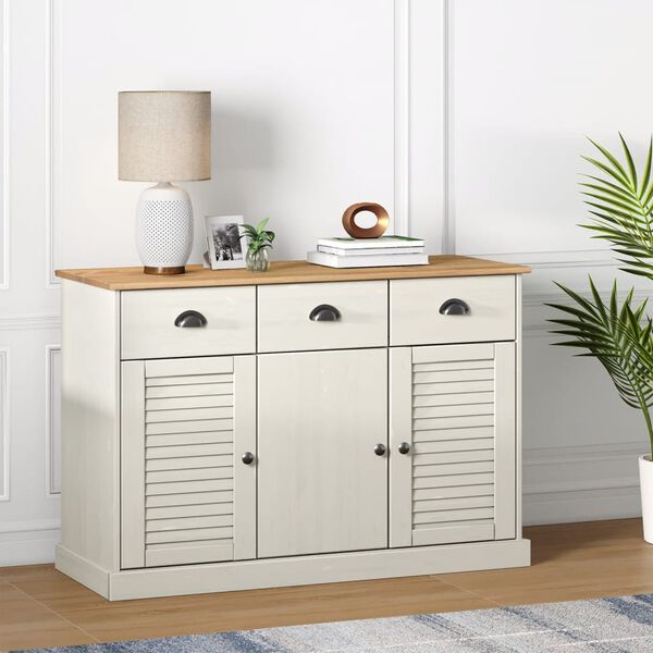 vidaXL Sideboard White Solid pine wood, engineered wood, metal Compact