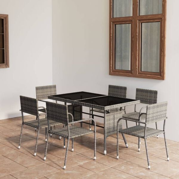 vidaXL Garden Dining Set Anthracite and Grey PE rattan, steel, glass