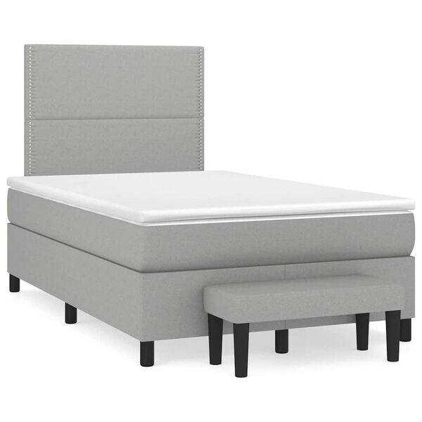 vidaXL Box Spring Bed with Mattress Light Gray Polyester 47.2 x 74.8 in