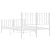 vidaXL Bed Frame White Steel Double Bed Frame Rectangular
