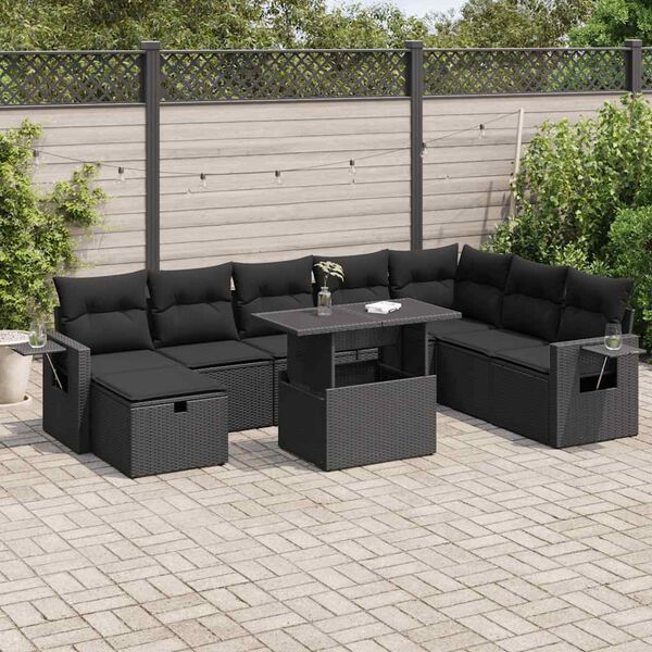 vidaXL Garden Sofa Set Black