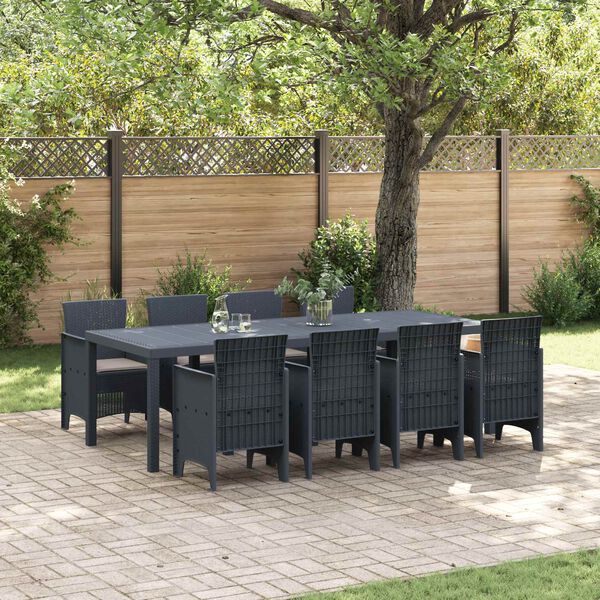 vidaXL Garden Dining Set 9 pcs Anthracite Polypropylene