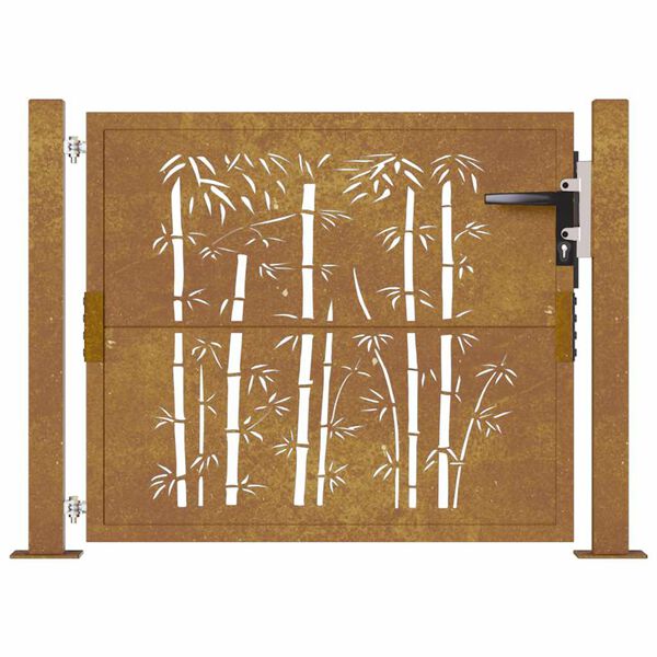 vidaXL Garden Gate 39.4x29.5" Corten Steel Bamboo Design