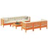vidaXL Garden Sofa Set Wax brown Solid pine wood, Oxford fabric Large