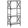 vidaXL Bookcase Grey Sonoma Engineered wood and metal 4-Tier