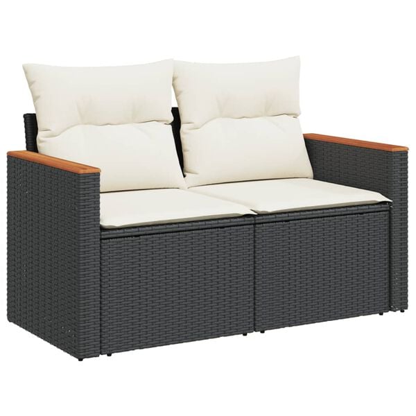vidaXL Garden Sofa Set Black, Cream White