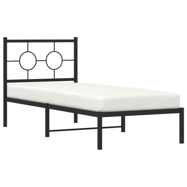 vidaXL Bed Frame Black Powder-Coated Steel Small Single Industrial