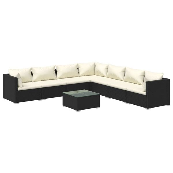 vidaXL Garden Lounge Set Black, Cream