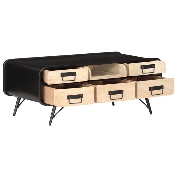 vidaXL Coffee Table Black, Brown Solid Mango Wood, Iron