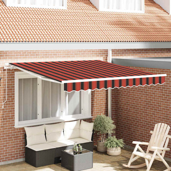 vidaXL Retractable Awning Manual Orange and Brown 118.11 x 98.43 in