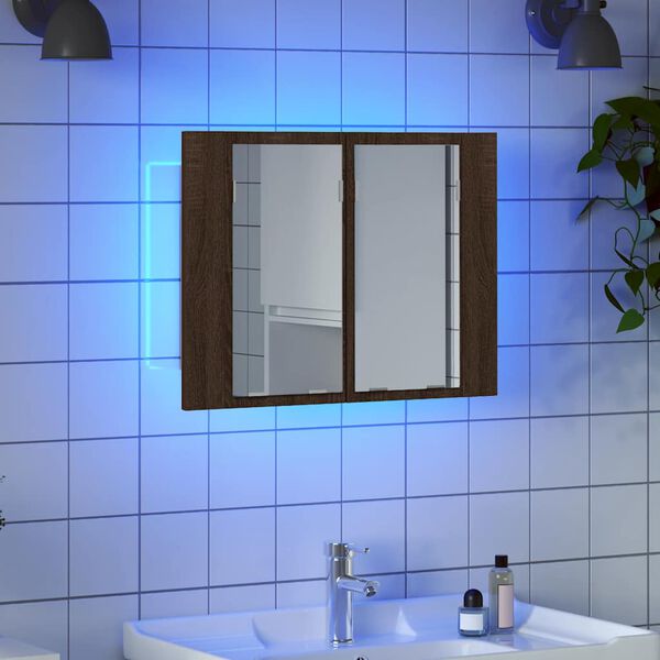 vidaXL LED Mirror Cabinet Brown oak Engineered wood Medium