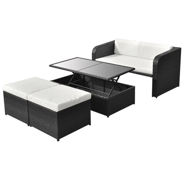 vidaXL Outdoor Furniture Set Black Powder-coated steel frame Medium