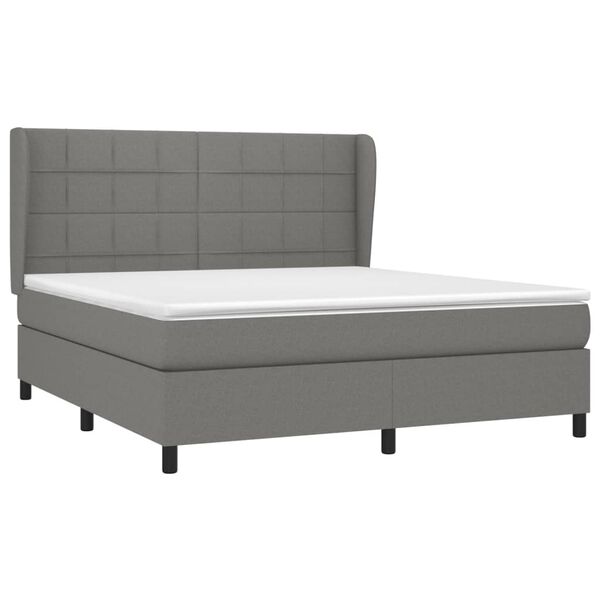 vidaXL Box Spring Bed Dark Grey, White