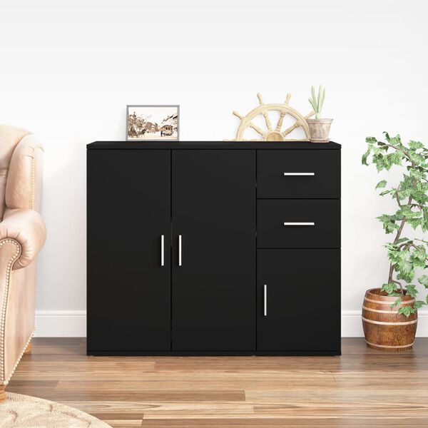 vidaXL Sideboard Black Engineered Wood 35.8 x 11.6 x 29.5 in Sideboard