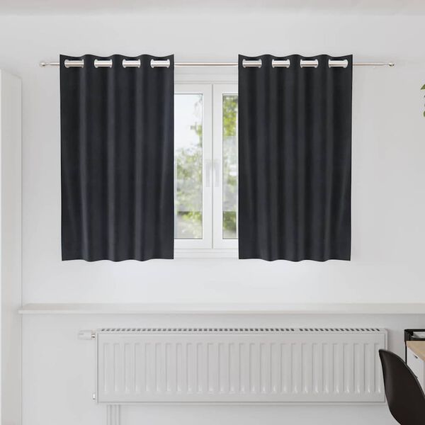 vidaXL Curtains with Curtains 2 pcs Dark gray 55.1" x 55.1" Velvet