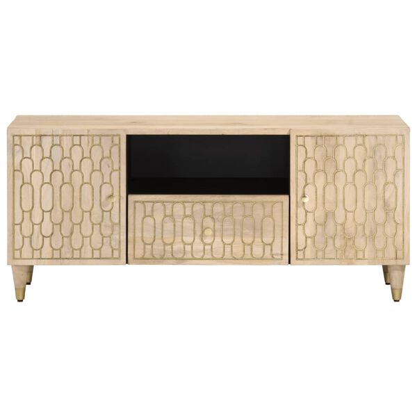 vidaXL TV Cabinet Bleached Natural Solid mango wood, engineered wood