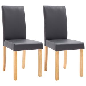vidaXL Dining Chair Set of 2 Gray Faux leather, wood Standard Durable