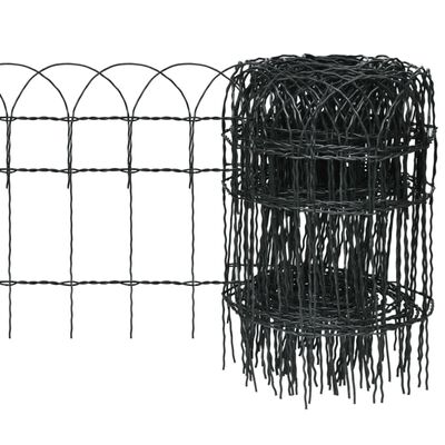 vidaXL Garden Border Fence Powder-coated Iron 82'x1.3'