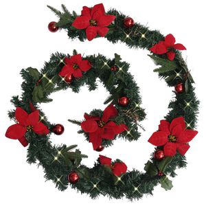 vidaXL Christmas Garland Green and red PVC 8.9 feet long