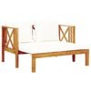 vidaXL Bench Cream Solid Acacia wood, fabric (100% polyester) 2-seater
