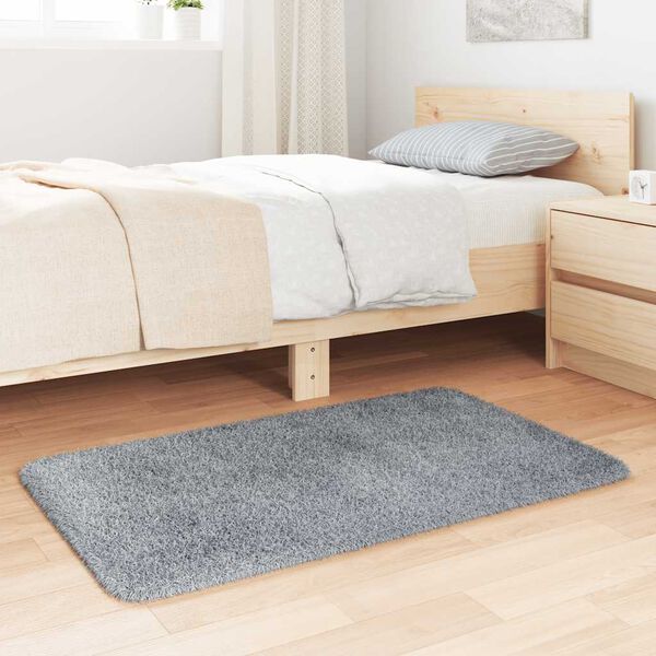 vidaXL Shaggy Rug Light grey 100% Polyester 23.6x39.4 in Non-slip