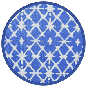 vidaXL Outdoor Carpet Blue and white Polypropylene Ø47.2 in
