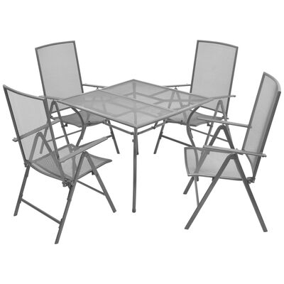 vidaXL 5 Piece Patio Dining Set with Folding Chairs Steel Anthracite