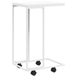 vidaXL Side Table with Wheels White 15.7"x11.8"x25" Engineered Wood